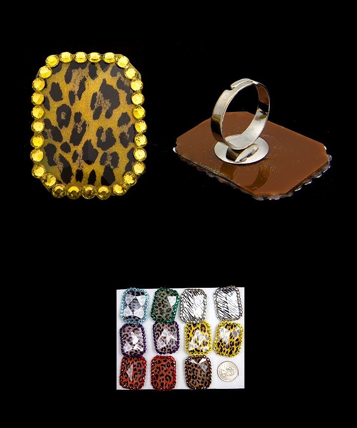 Rhinestone Animal Print Rings