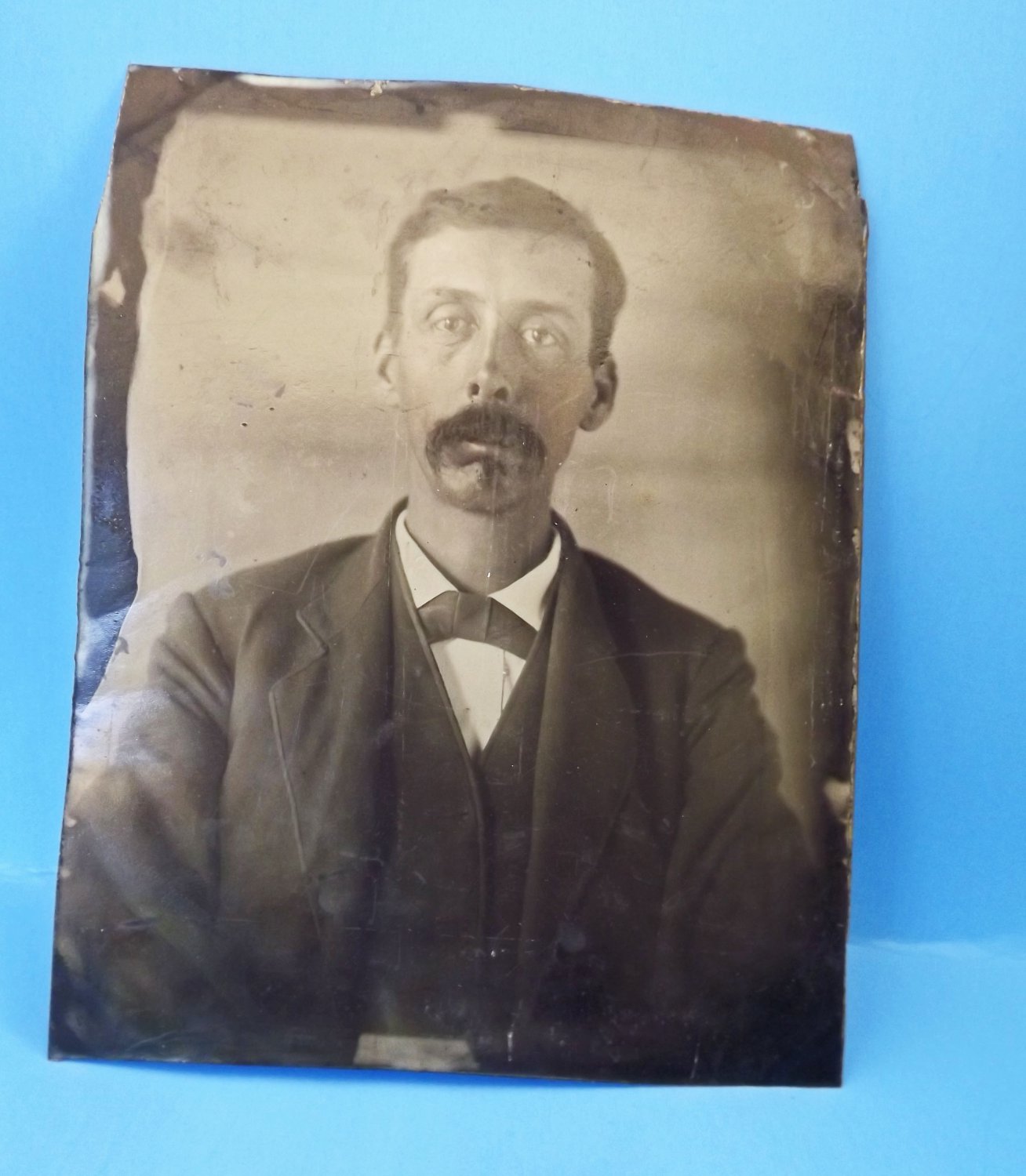 Antique Tin Type Photograph - Photo - Picture - Man Gentleman - 1800s - Large Size