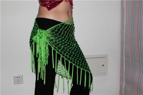 HAND MADE GREEN BELLY DANCE HIP MESH SCARVES