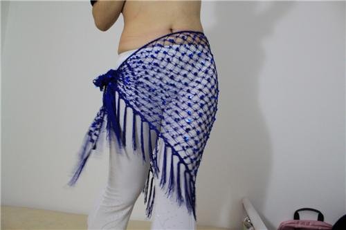 HAND MADE BLUE BELLY DANCE HIP MESH SCARVES