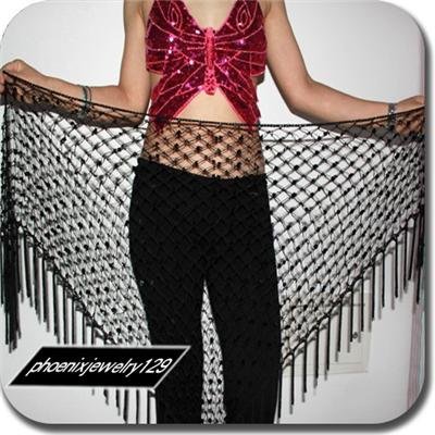 HAND MADE BLACK BELLY DANCE HIP MESH SCARVES