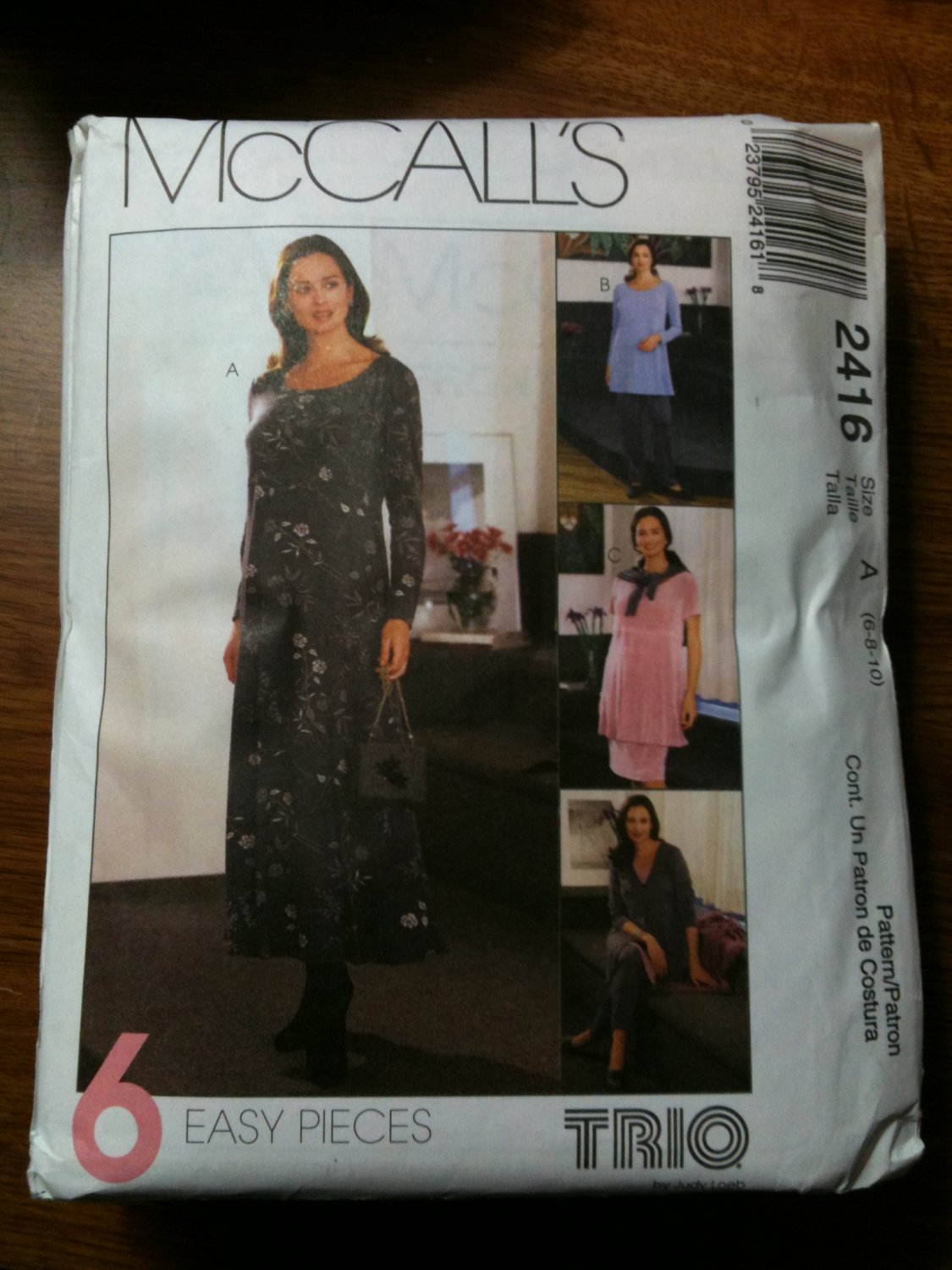McCall's 2416 Maternity Dress, Top, Jacket, Pull-on Pants or Skirt Size A 6-8-10