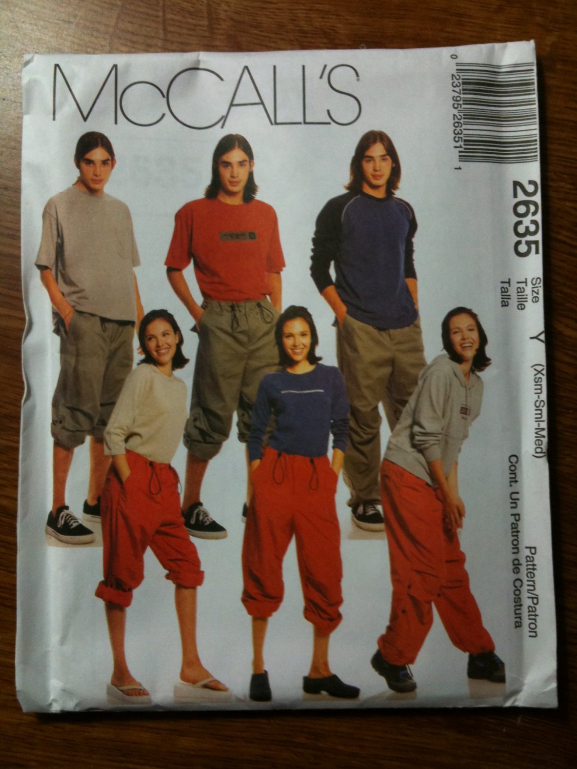 McCall's 2635 Misses', Men's and Teen Boy's Roll-up Pants Size Y XSM-SM-M