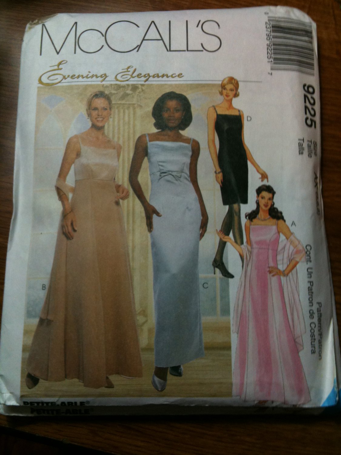 McCall's 9225 Misses' Lined Dresses in Two Lengths and Scarf Size B 8-10-12