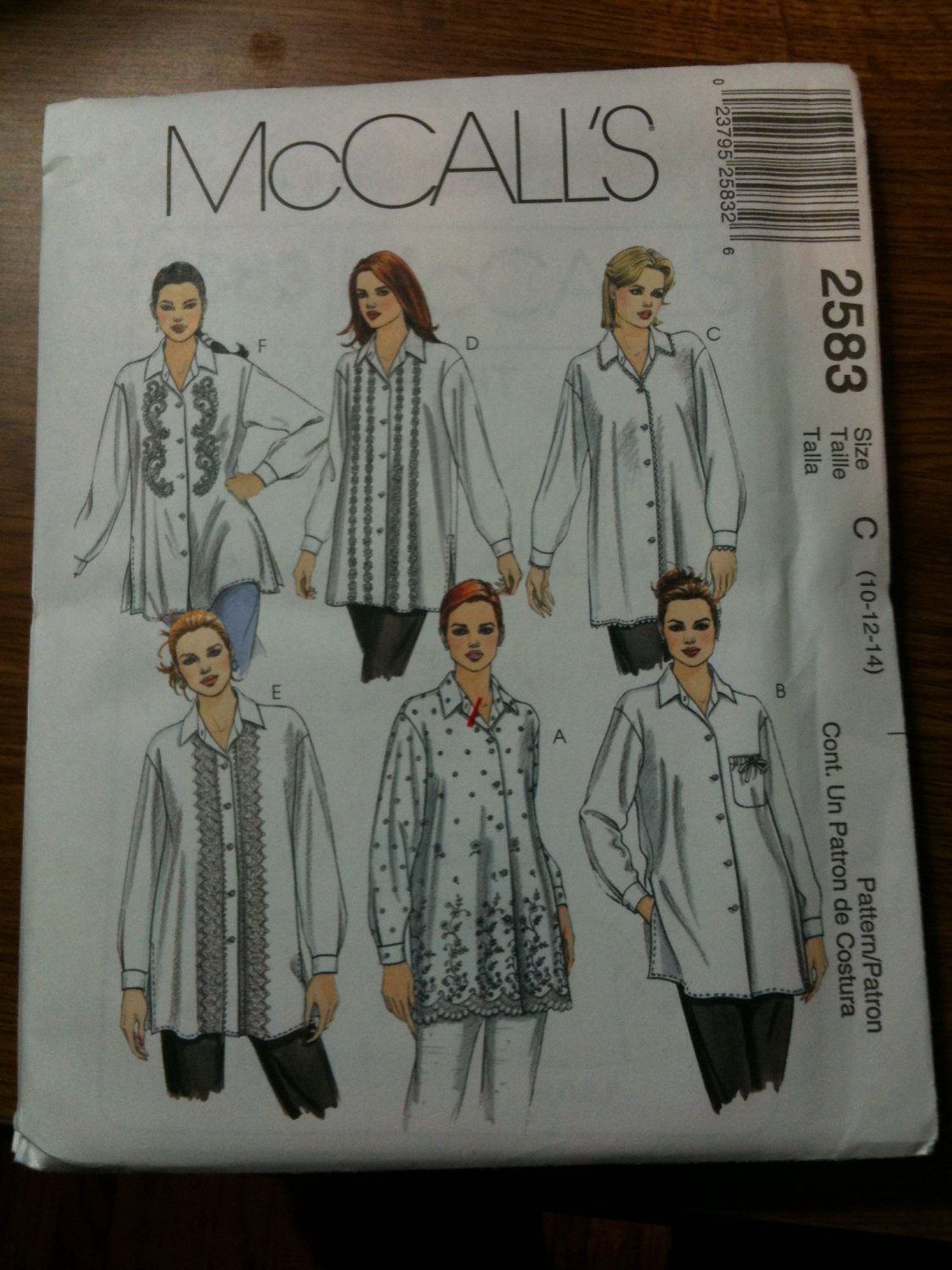 McCall's 2583 Misses' Shirts Size D 12-14-16