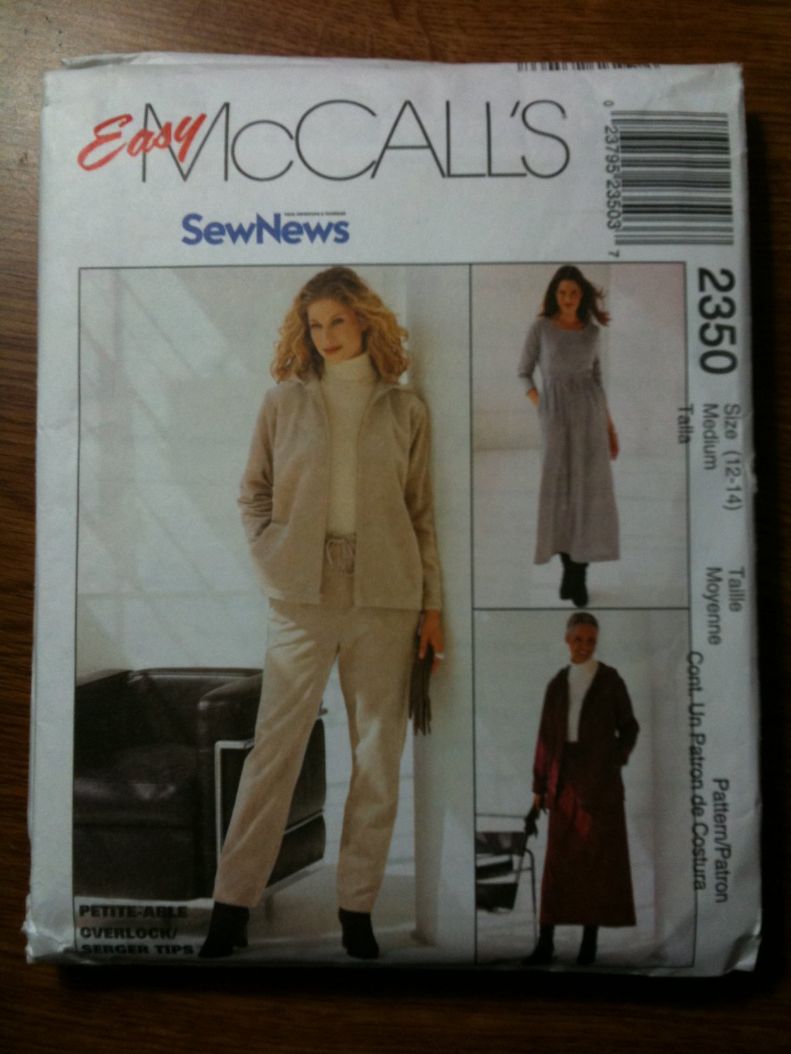 McCall's 2350 Misses' Jacket, Pants, Skirt and Dress - For Stretch Knits ONLY Size M 12-14
