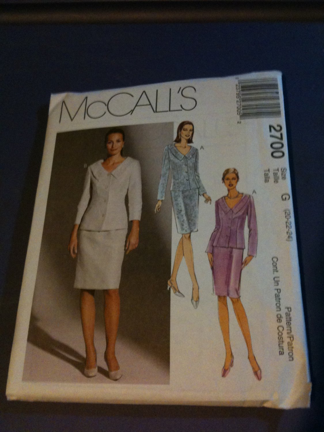 McCall's 2700 Misses'/Miss Petite Lined Jacket and Skirt Size G 20-22-24