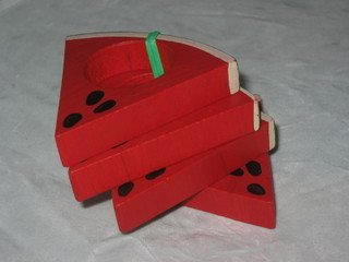 Wooden Watermelon Napkin Rings Set Summer Red Green