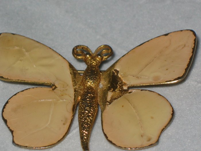 Butterfly Gold Pin Brooch Enamel Vintage Style Costume