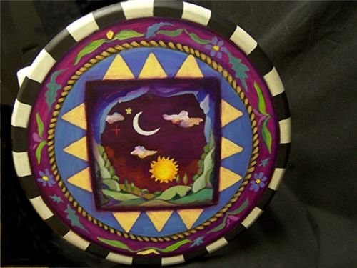 Handpainted by Artist Wood Accent Table WILD! Whimsical! Folk Art