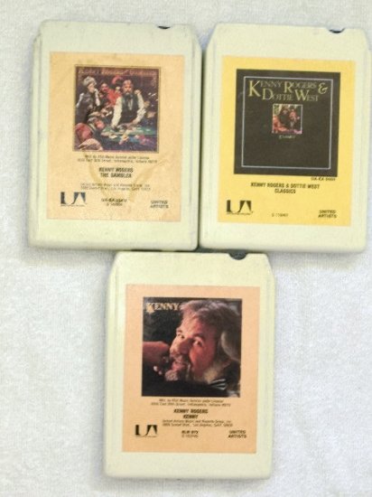 Lot of 3 Kenny Rogers 8 Track Tapes