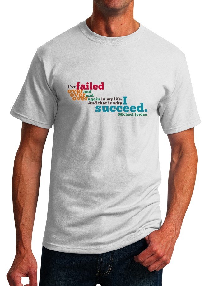 Inspirational Quote T-Shirt - Michael Jordan Why I Succeed - Size M - Unisex White