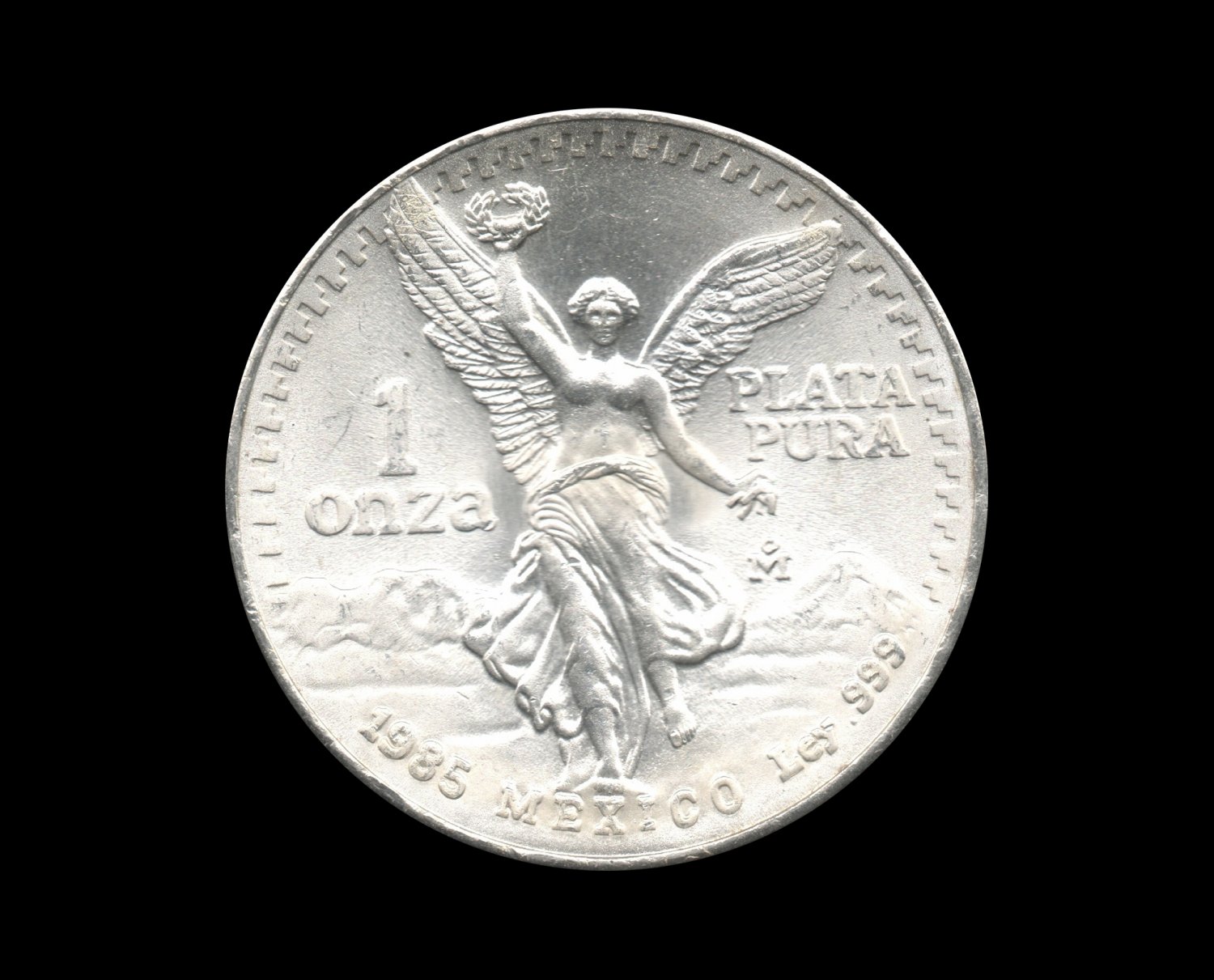 1985 Mexican Libertad Silver Bullion Coin, 1 Troy Ounce, .999 Fine Silver