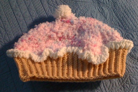 Knit Vanilla Cupcake hat