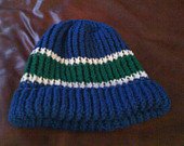 blue white and green knit cap hoodie hat beanie