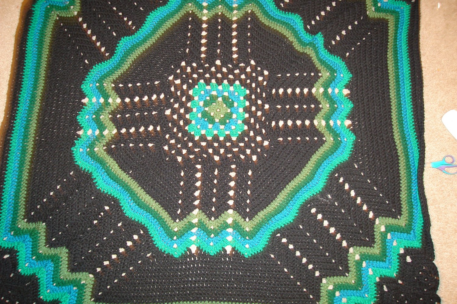 Multi-green/black lapghan comfortwe blanket