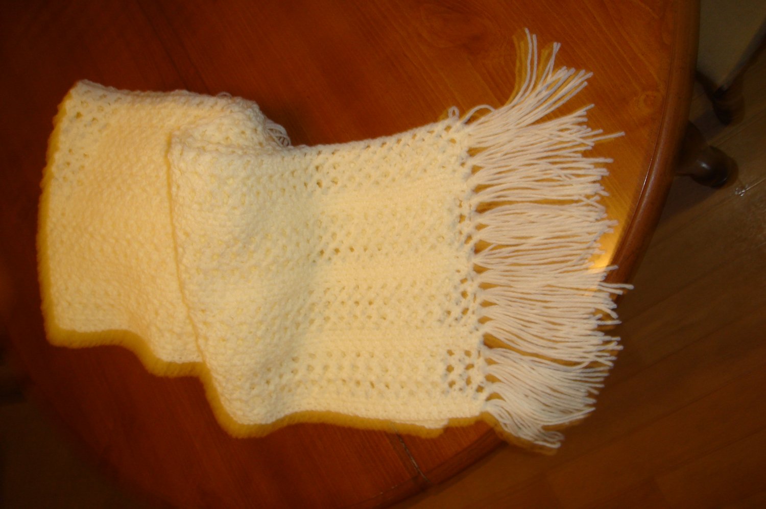 Crocheted Cream lace scarf