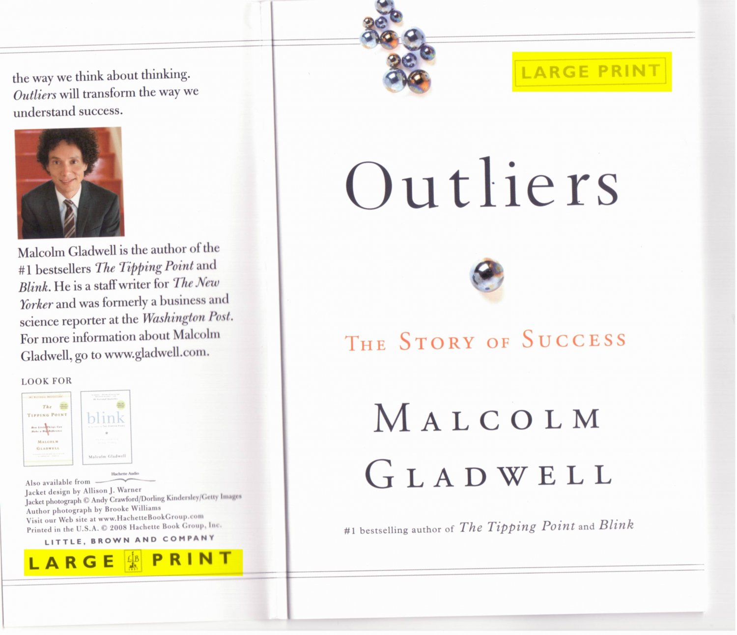 Outliers: The Story of Success (NEW,LARGE PRINT, HARDCOVER) by Malcolm Gladwell