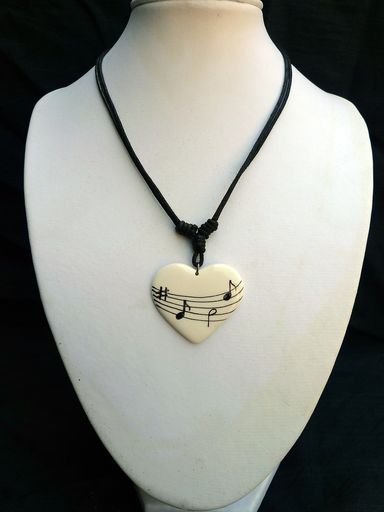 Music notes ceramic pendant - A