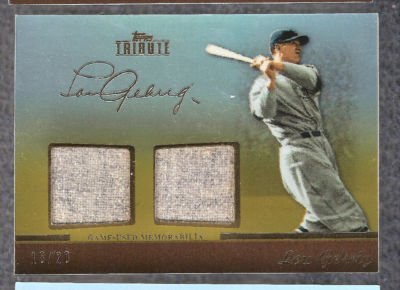 2011 LOU GEHRIG TOPPS TRIBUTE GOLD DUAL JERSEY RELIC CARD 18/20!