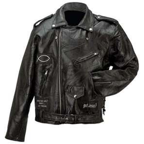 Leather jacket genuine buffalo christian patches on leather jacket.Check us out.