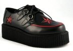Men's Leather Platform Shoes with Star Cutout Design - Creeper