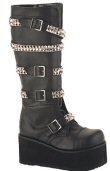 Men's Knee High Boot with Pyramid Studded Wrap Around Buckle - Trashville