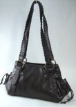 Leather Look Handbags with Side Ruching and Laced Accent Straps - Elcante