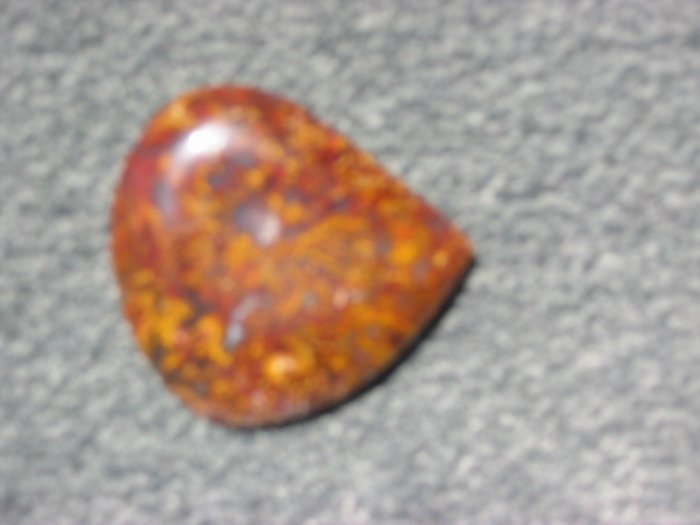 Texas plume agate freeform cab red and gold