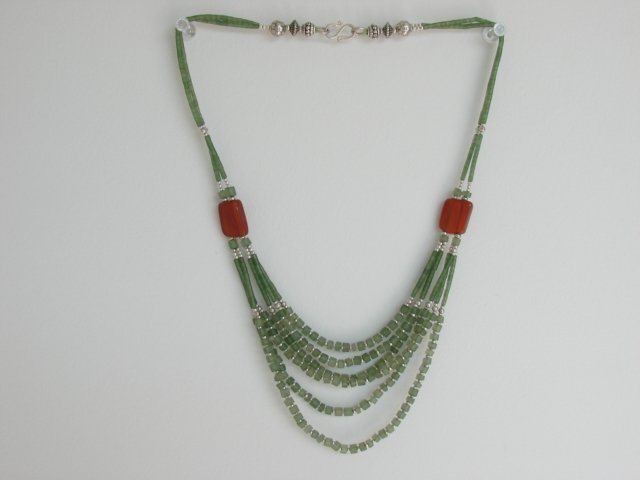 Ethnic Vintage East Indian Jade Silver Necklace