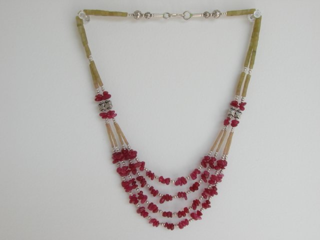 Ethnic Vintage East Indian Jade & Silver Necklace
