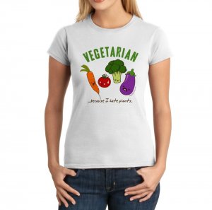 Junior Fit Ladies' T-Shirt - Size M - White - Kawaii Vegetarian