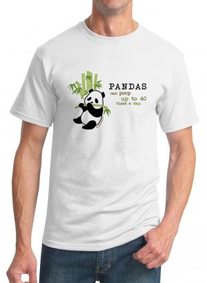 Kawaii T-Shirt - Size L - Unisex White - Pandas Can Poop