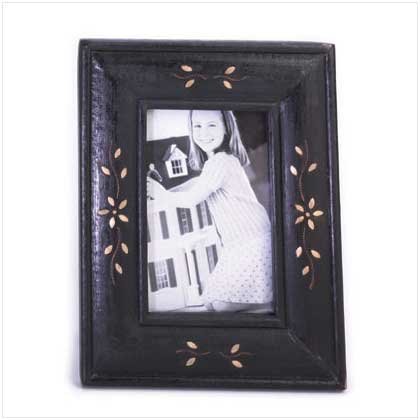 BRASS INLAY WOOD PHOTO FRAME