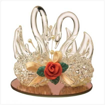 TWIN SWANS-SPUN GLASS