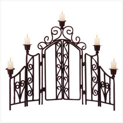 WROUGHT IRON FENCE 5 CNDLHOLDR
