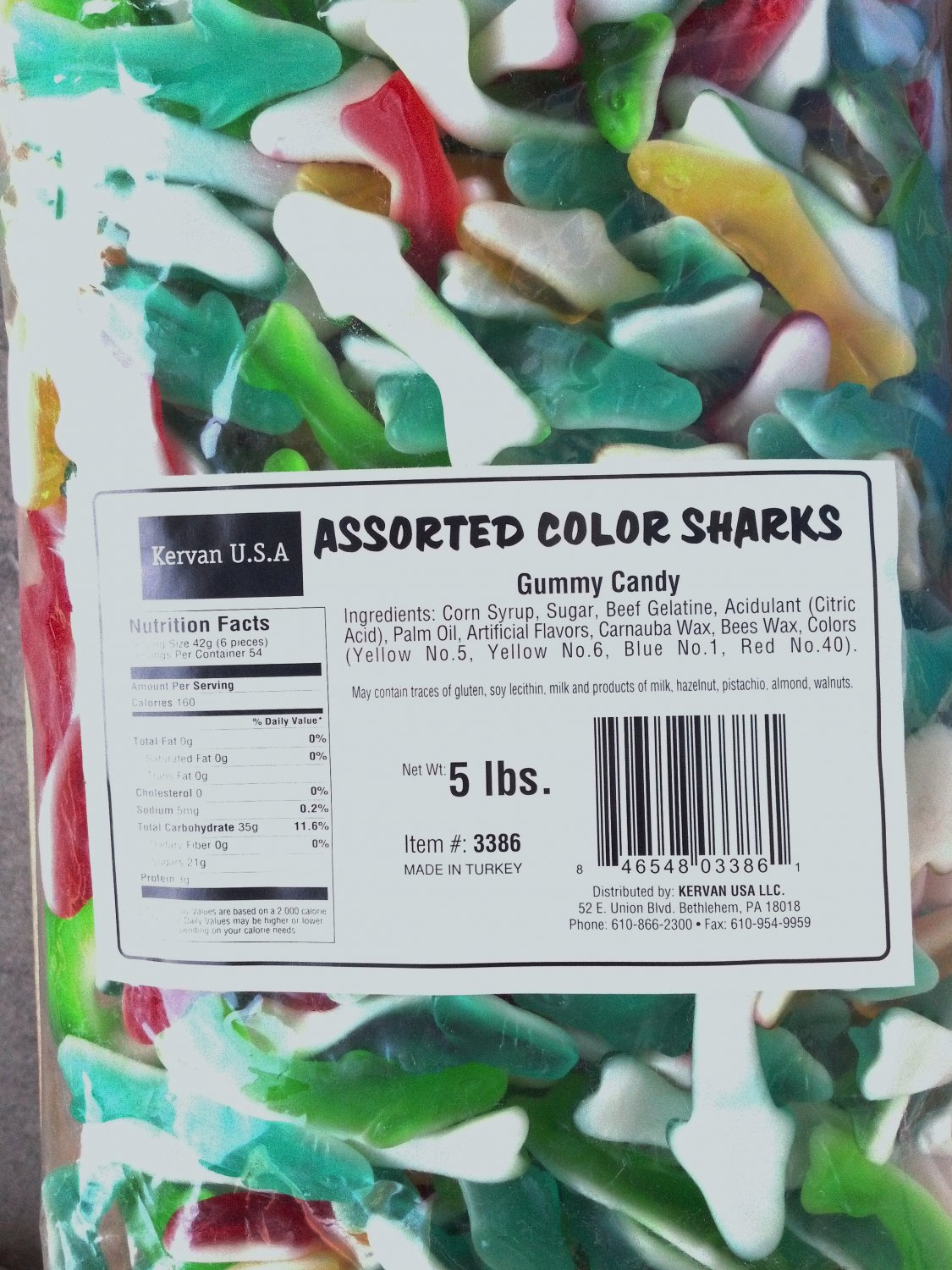 Gummy Sharks Assorted Colors 5 Lbs 8673