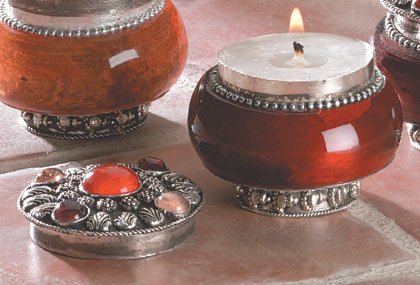 Jeweled-Lid Jar Candles (Sandalwood)