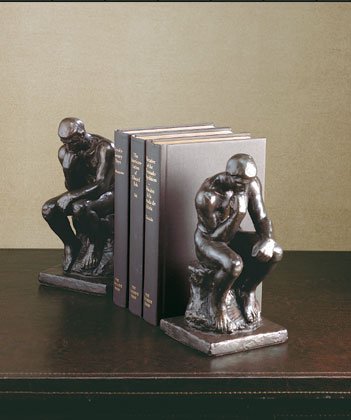 Verdigris "Thinker" Bookends