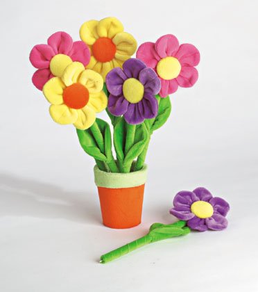 Plush Flower Pen in Pot Holder