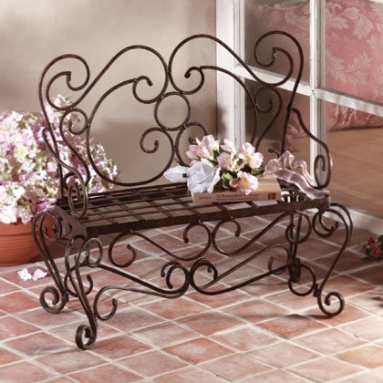 Rustic Metal Planter Bench