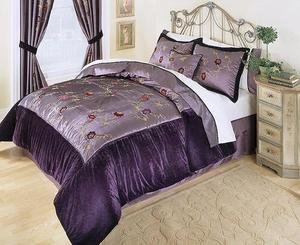 Violet Purple Velvet Complete 8pc Luxury Comforter Bedding Ensemble King