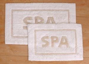 Park B. Smith 2 Pc Set Word SPA Bathroom Rug White Ecru Tan