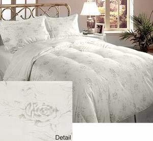 Crown Jewel Luxurious 700 tc 5 Piece Goose Down Comforter Set White Silver Queen