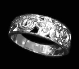 Hawaiian Flower Cut Out Swirl Sterling Silver Ring shipped from Hawaii