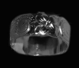 Hawaiian Flower Etch Sterling Silver Ring shipped from Hawaii