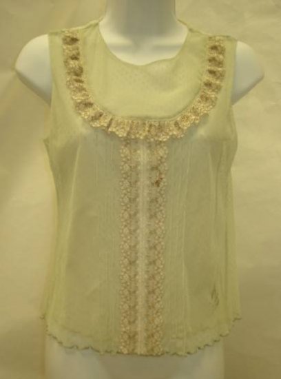 Anthropologie Green Melon Sheer Blouse Top M NEW