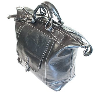 Floto Italian Leather Tack Duffle bag in Black