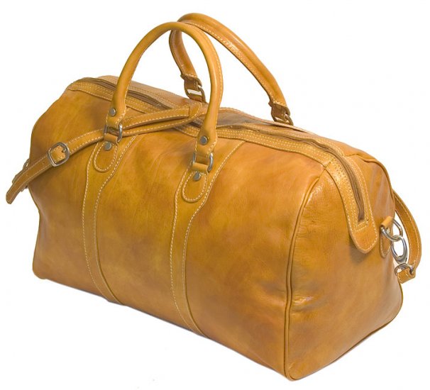 Floto Milano Italian Leather duffle bag in Olive Brown
