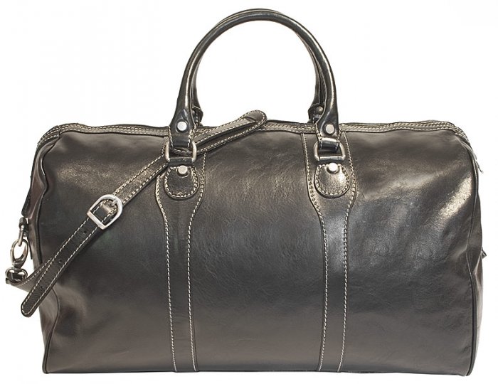 Floto Milano Italian Leather duffle bag in Black